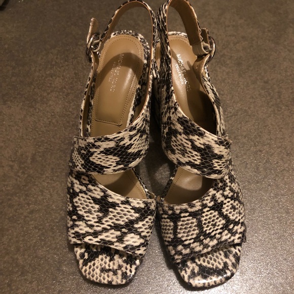 Michael kors collection real genuine snakeskin leather block heels 40 9 9.5 10 - Picture 6 of 12